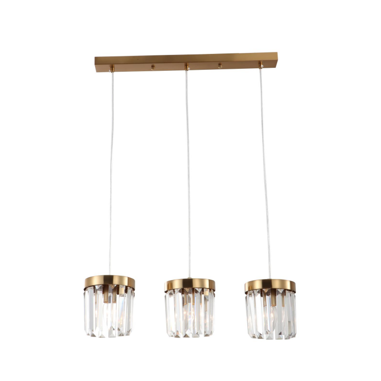 3-argi E14 Brass Brass K9 Crystal Bar Zintzilikarioa
